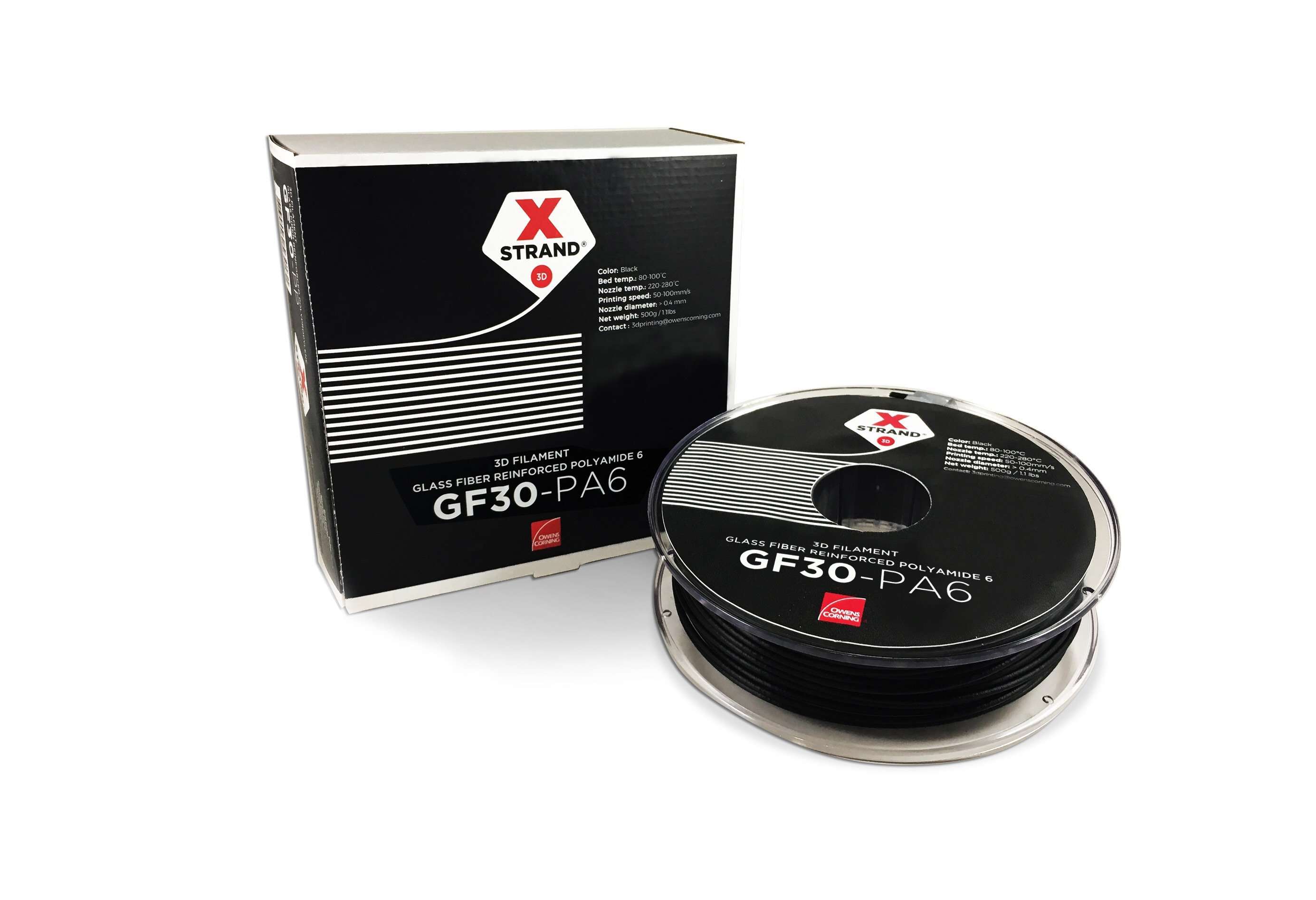 XStrand™ GF30-PA6 - 1.75MM - 500G - Black - Ultimate 3D Printing Store