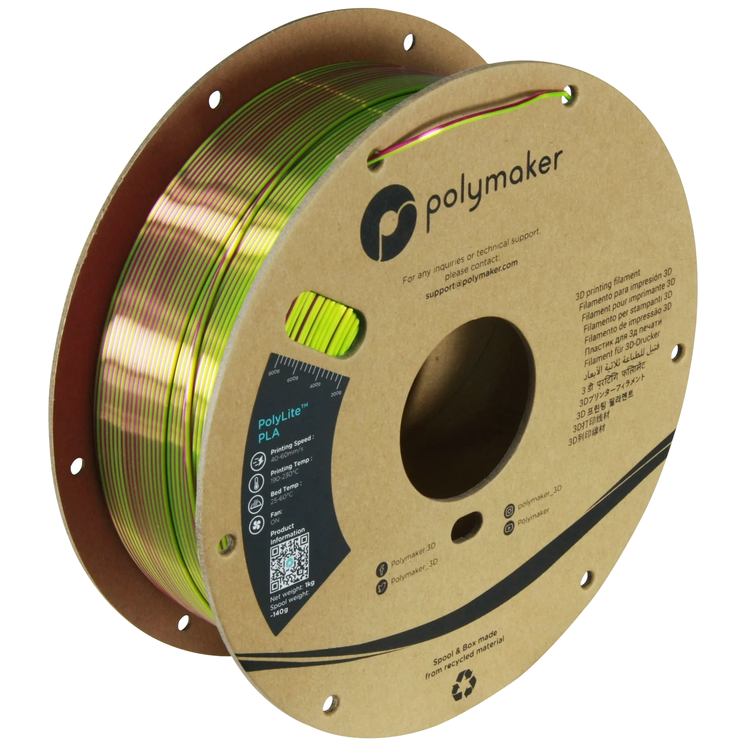 Polymaker PolyLite Dual Silk PLA - Aubergine - Lime / Magenta– Ultimate ...