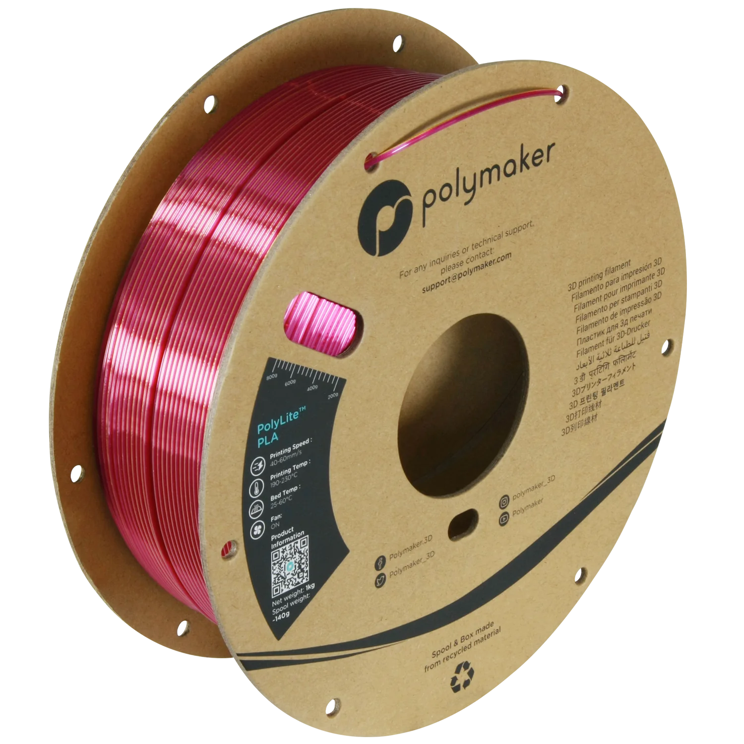 Polymaker PolyLite Dual Silk PLA - Banquet - Gold / Magenta