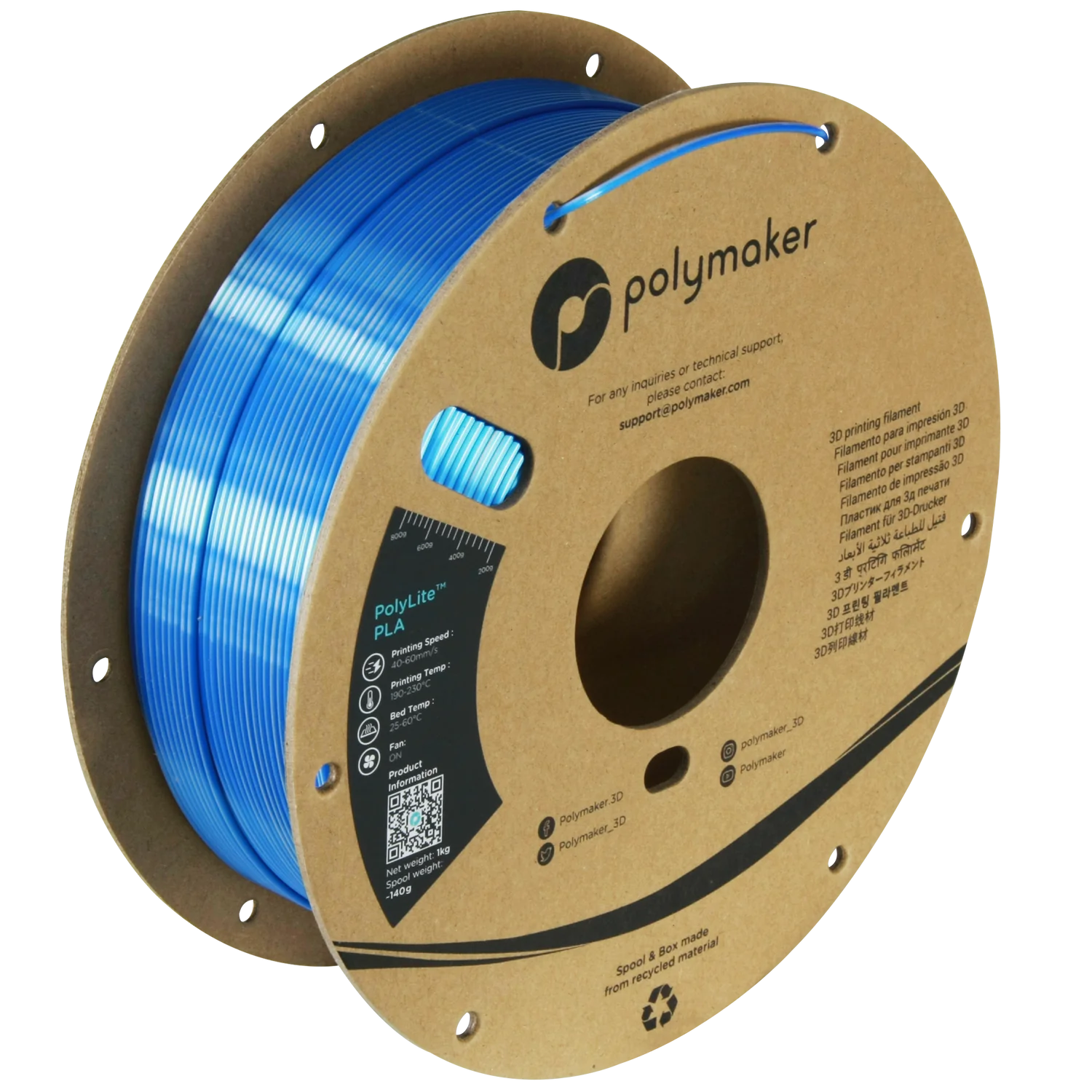 Polymaker PolyLite Dual Silk PLA - Beluga - Silver / Blue