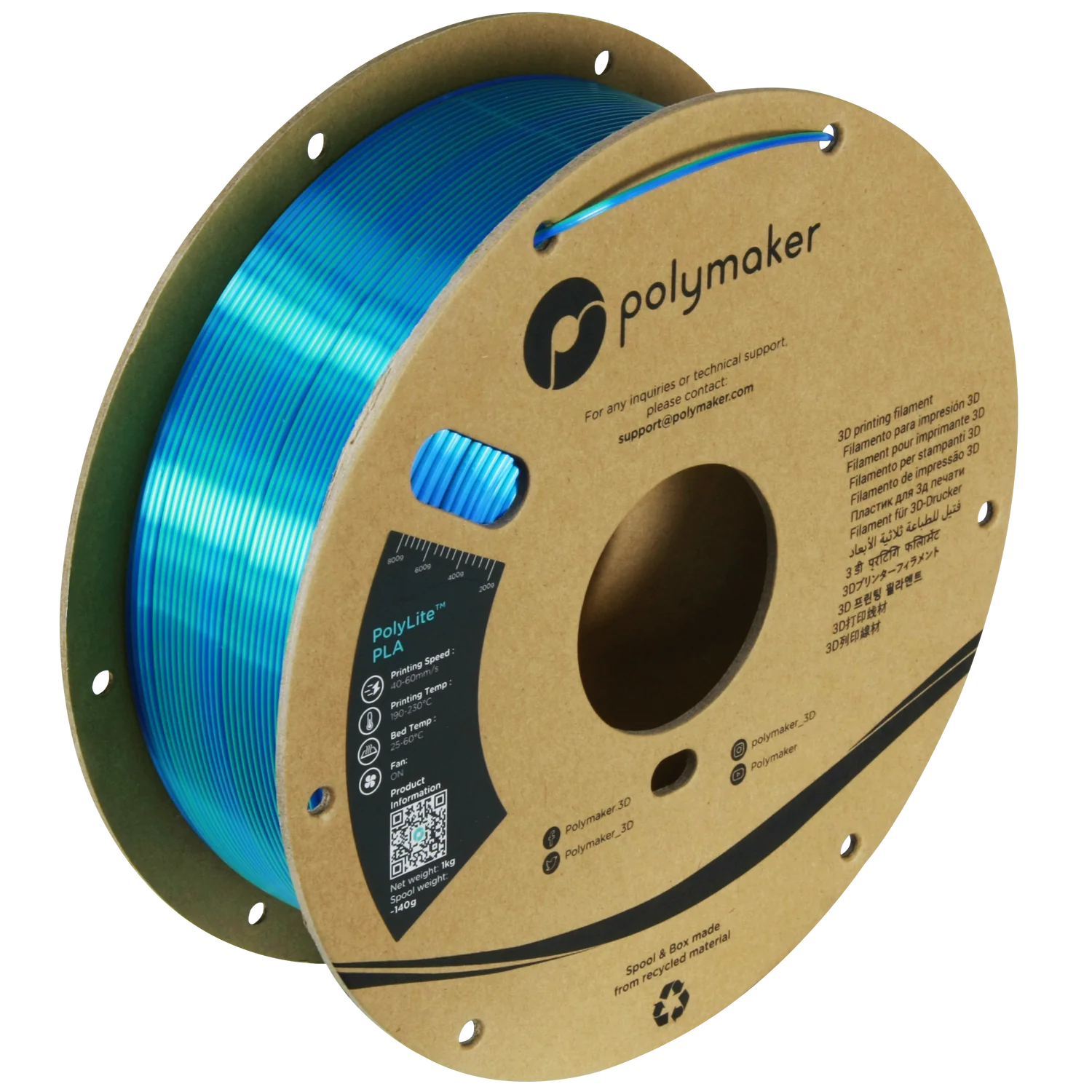Polymaker PolyLite Dual Silk PLA - Caribbean Sea - Blue / Green