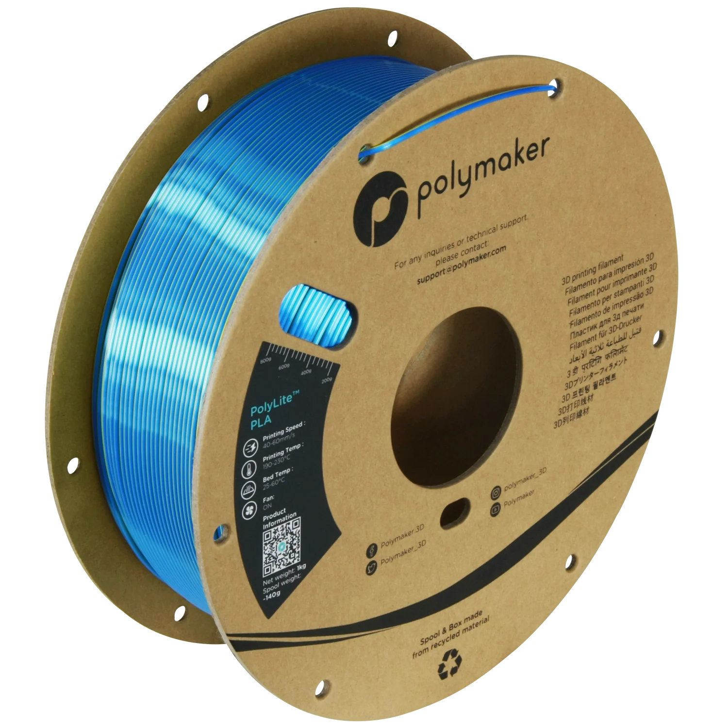 Polymaker PolyLite Dual Silk PLA - Chameleon - Yellow / Blue