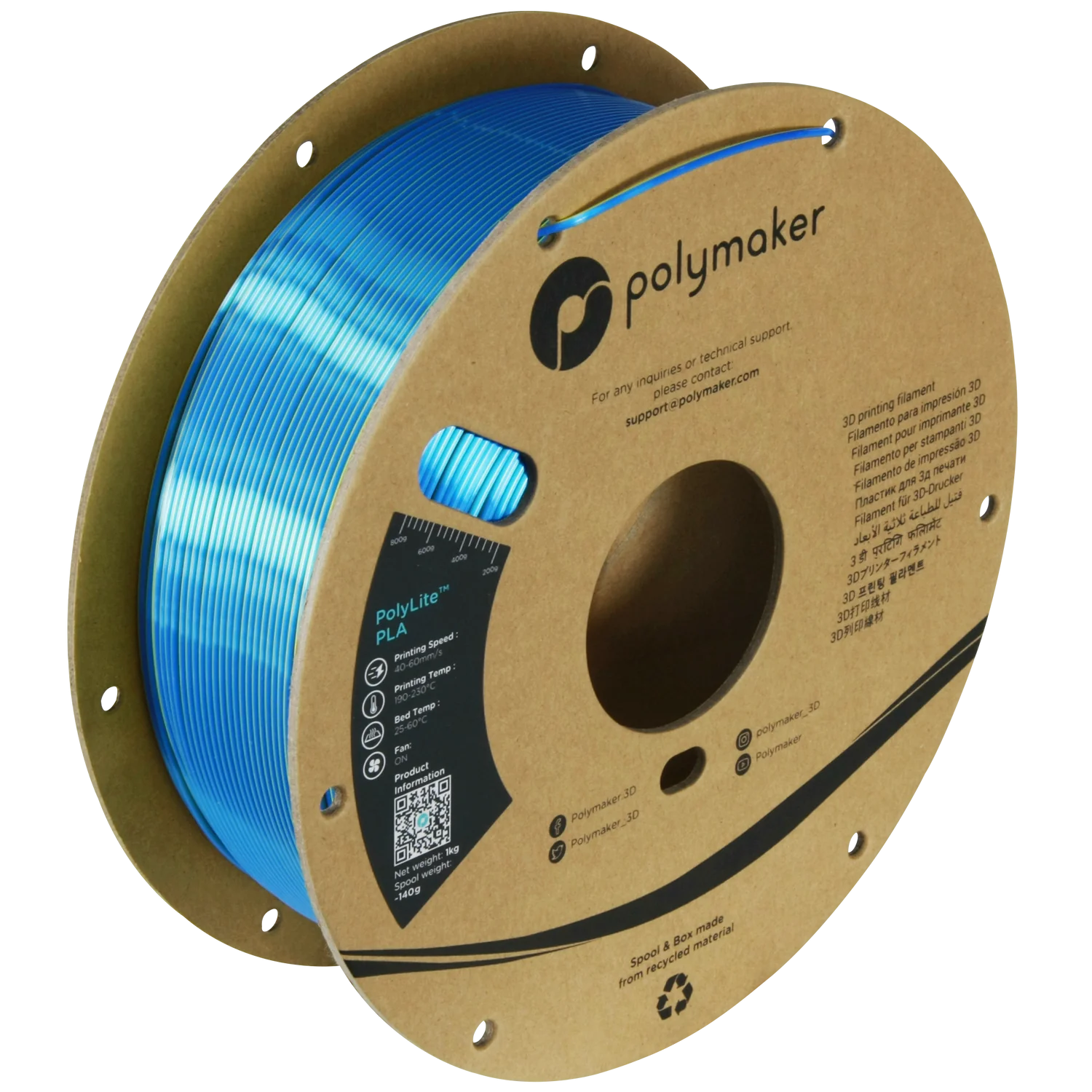 Polymaker PolyLite Dual Silk PLA - Chameleon - Yellow / Blue– Ultimate ...