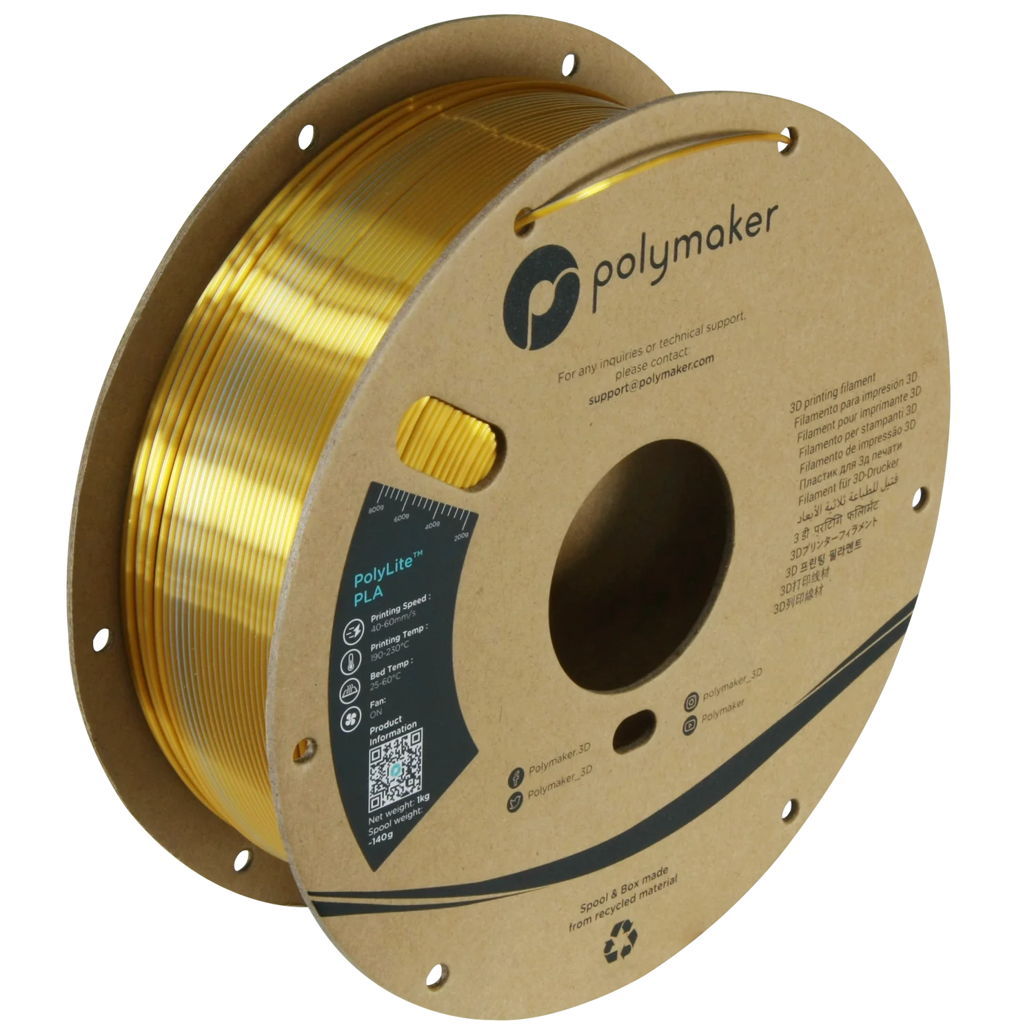Polymaker PolyLite Dual Silk PLA - Crown - Gold / Silver