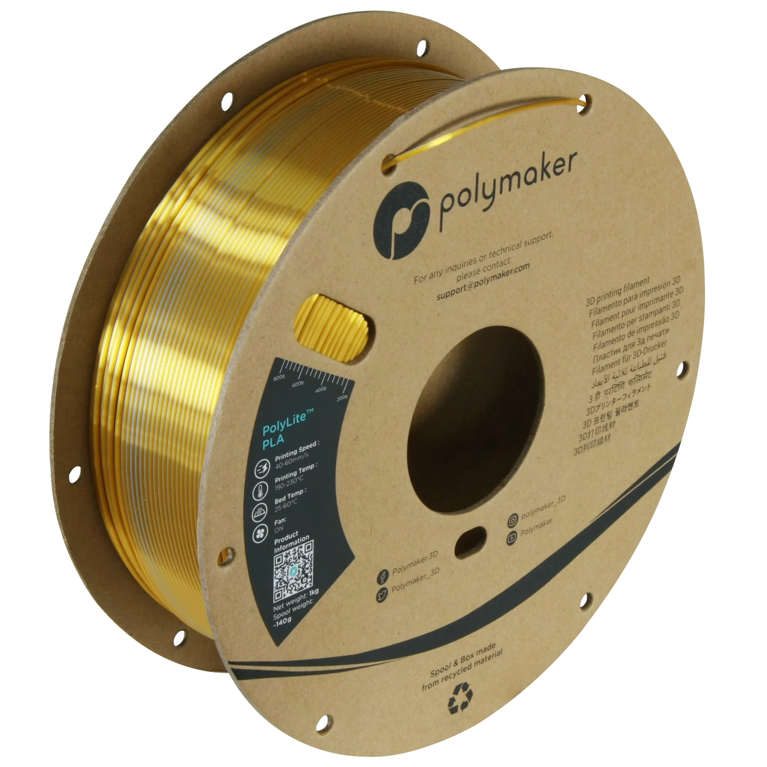 Polymaker PolyLite Dual Silk PLA - Crown - Gold / Silver– Ultimate 3D ...