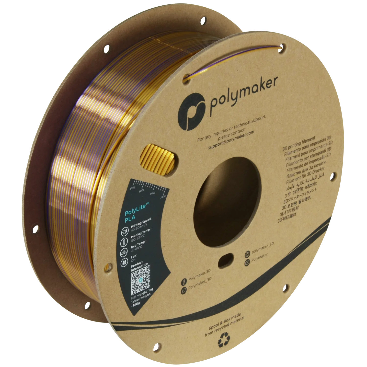Polymaker PolyLite Dual Silk PLA - Sovereign - Gold / Purple