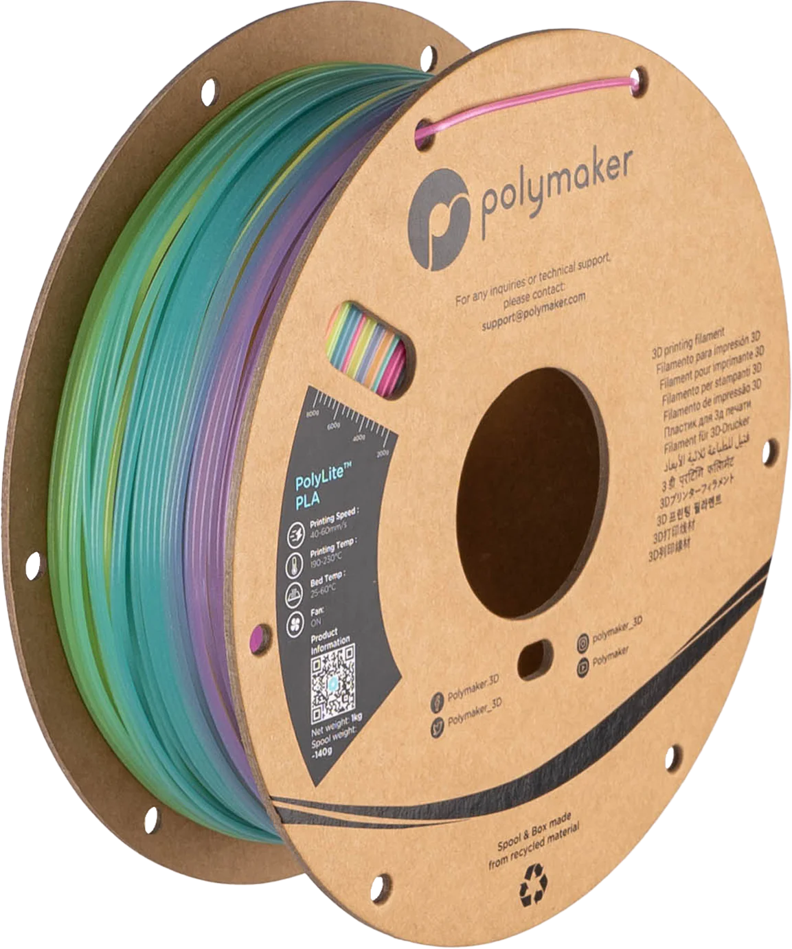Polymaker PolyLite Luminous PLA - Luminous Rainbow– Ultimate 3D ...