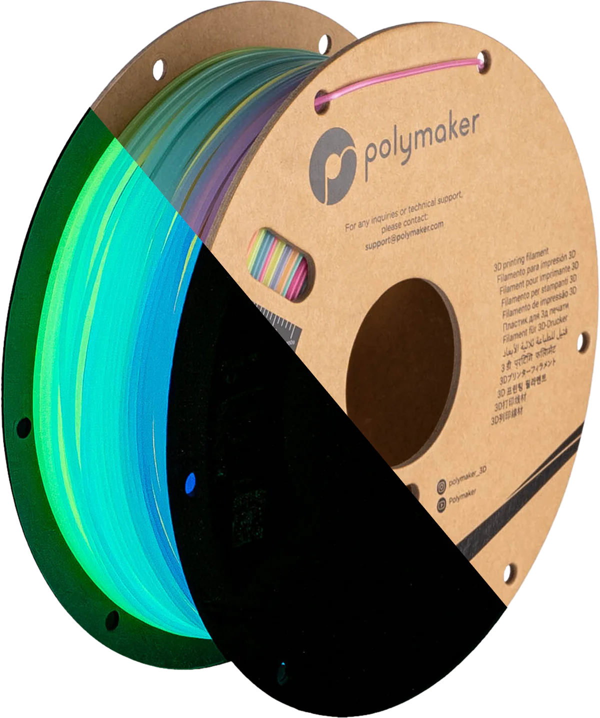 Polymaker PolyLite Luminous PLA - Luminous Rainbow