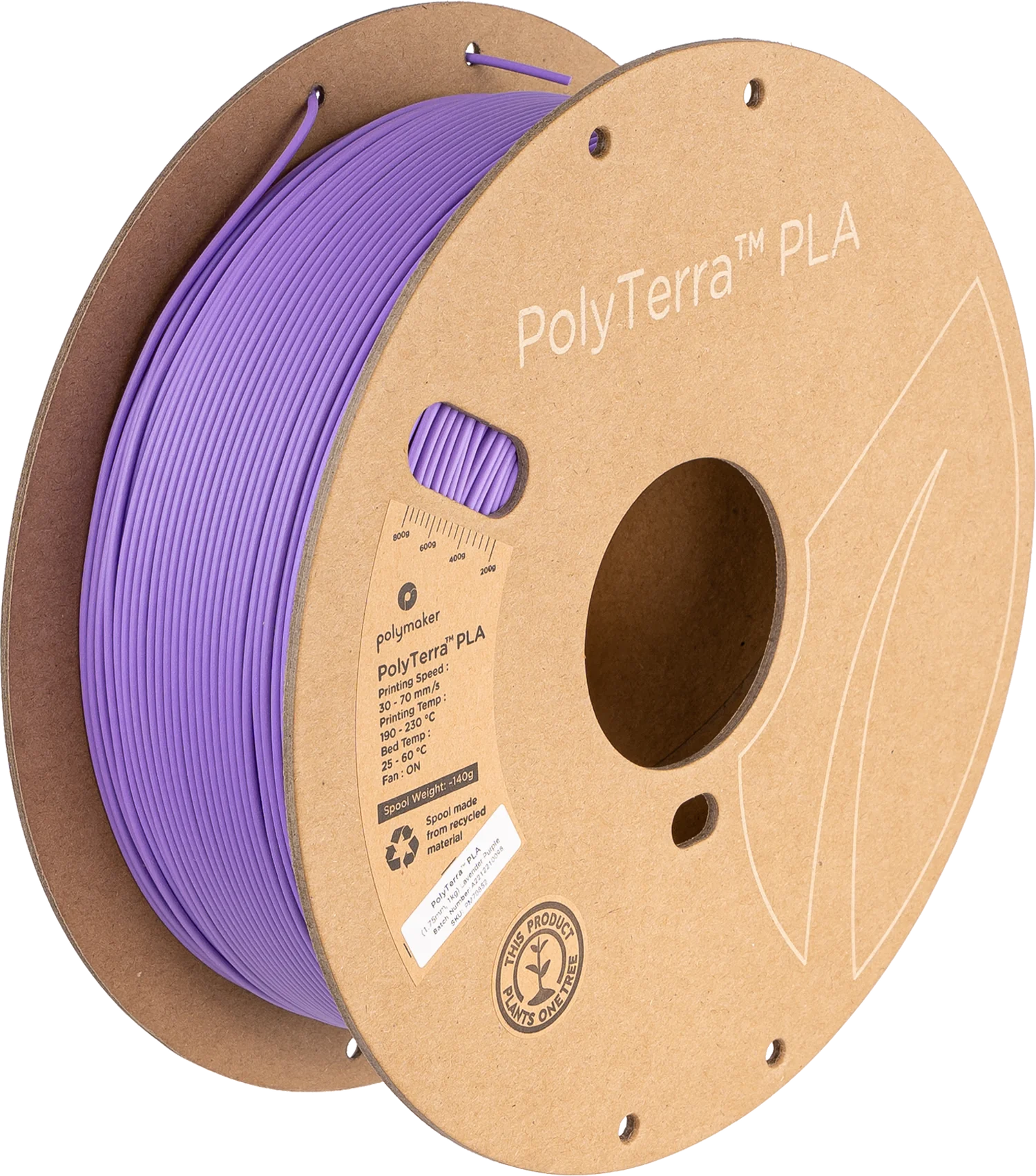 Polymaker PolyTerra PLA - Lavender Purple– Ultimate 3D Printing Store