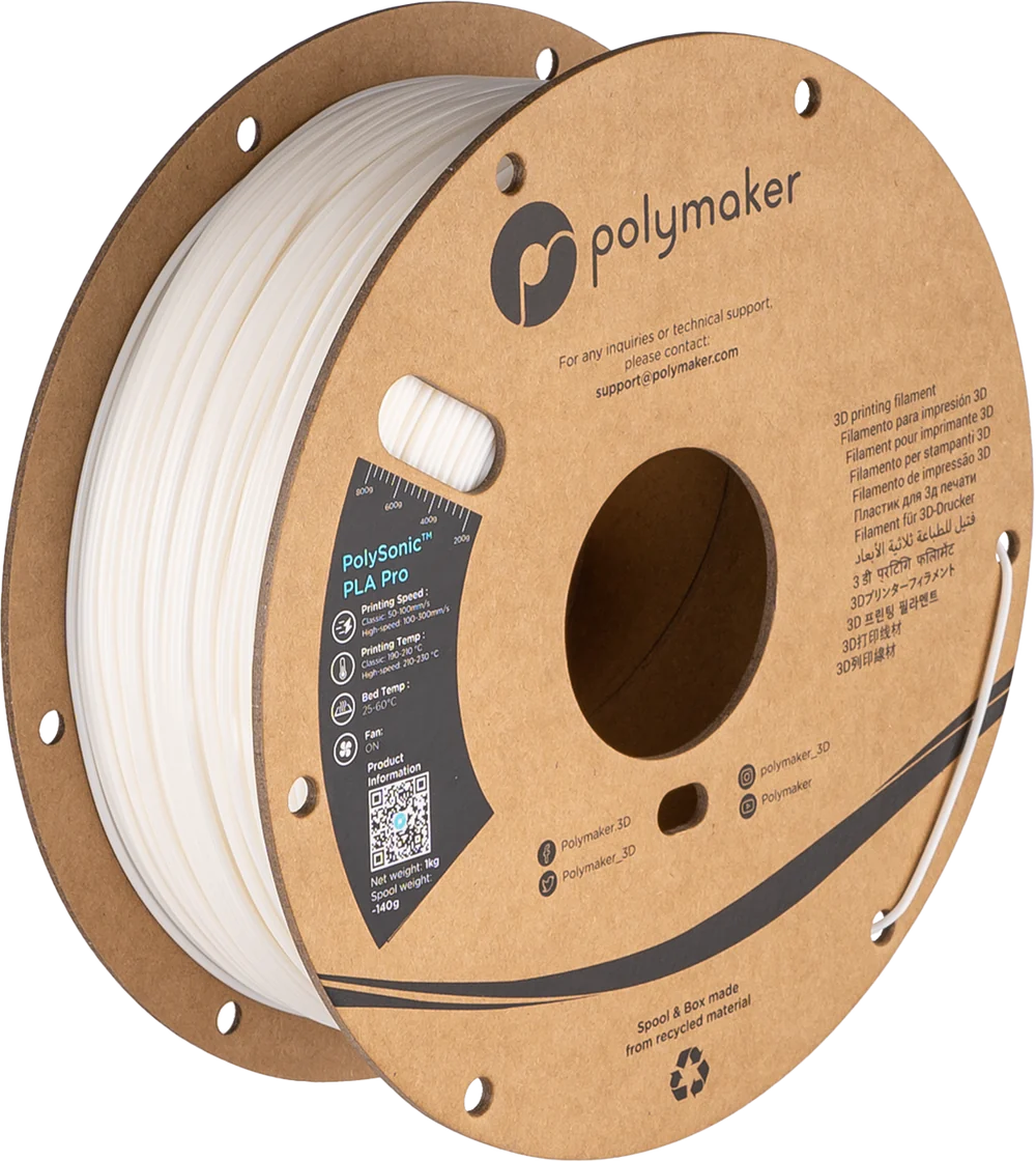 Polymaker PolySonic PLA Pro - White– Ultimate 3D Printing Store