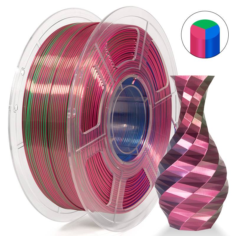 iSANMATE PLA Silk Tri-colors - Red Rose + Green + Blue