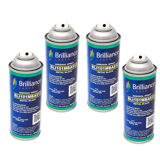 Brilliance Laser Inks - Metal Ink Aerosol Black - 4 Pack