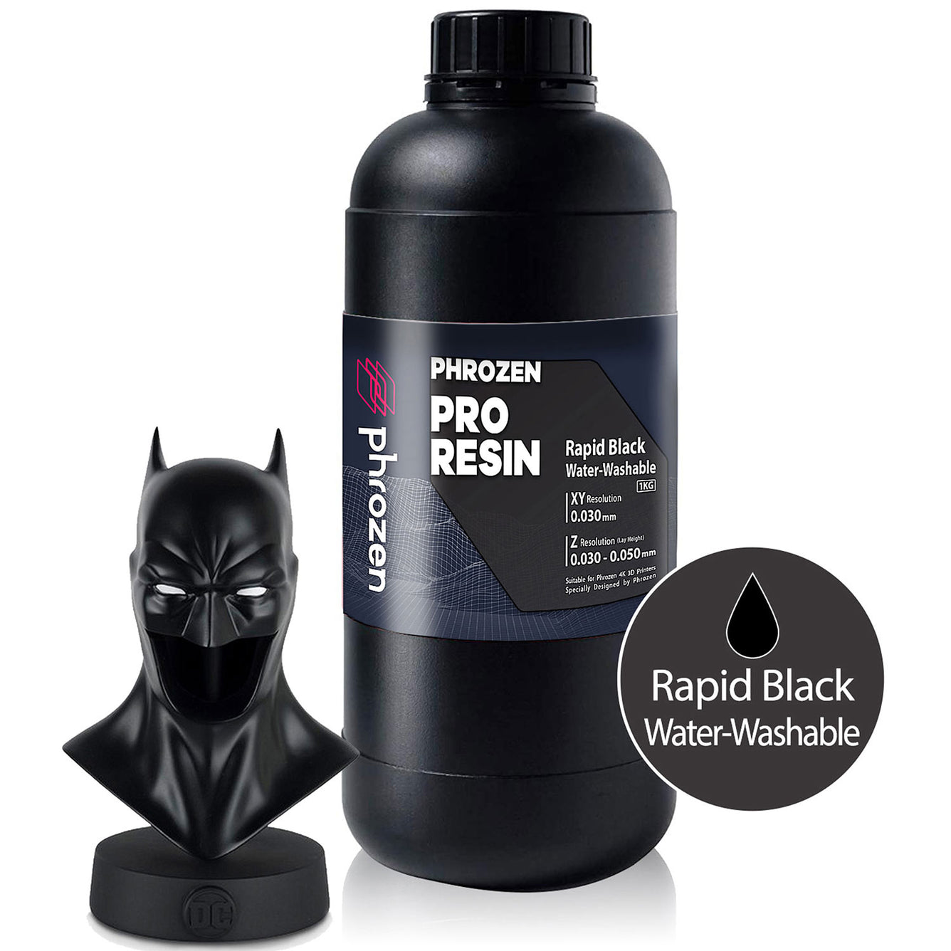 Phrozen - Water-Washable Resin - Rapid Black - 1 Kg – 3D ADDICT