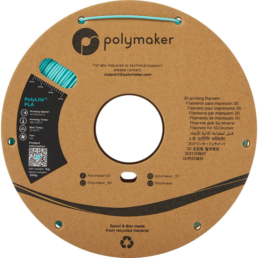 Polymaker PolyLite PLA - Polymaker Teal– Ultimate 3D Printing Store