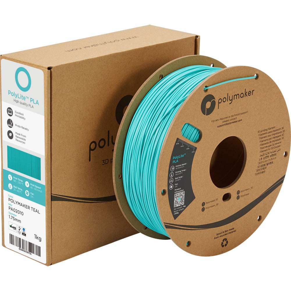Polymaker PolyLite PLA - Polymaker Teal– Ultimate 3D Printing Store