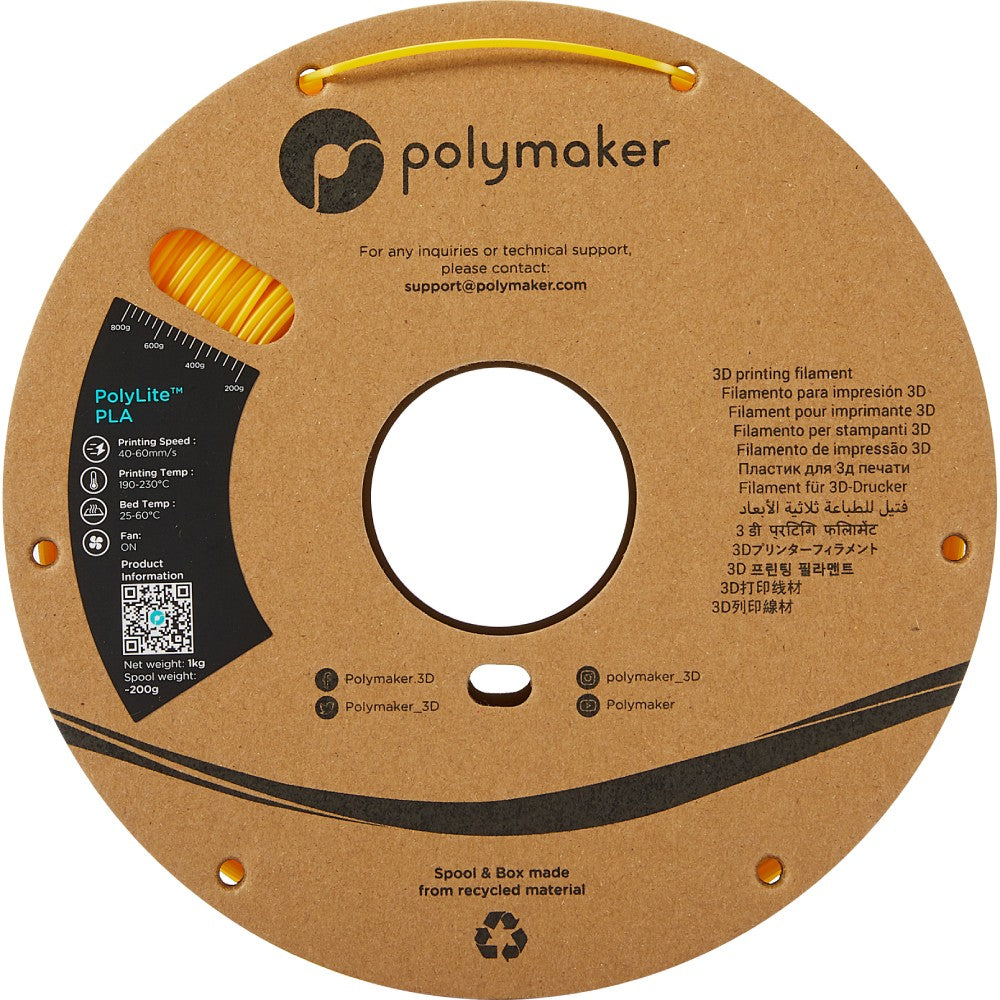 Polymaker PolyLite PLA - Yellow– Ultimate 3D Printing Store