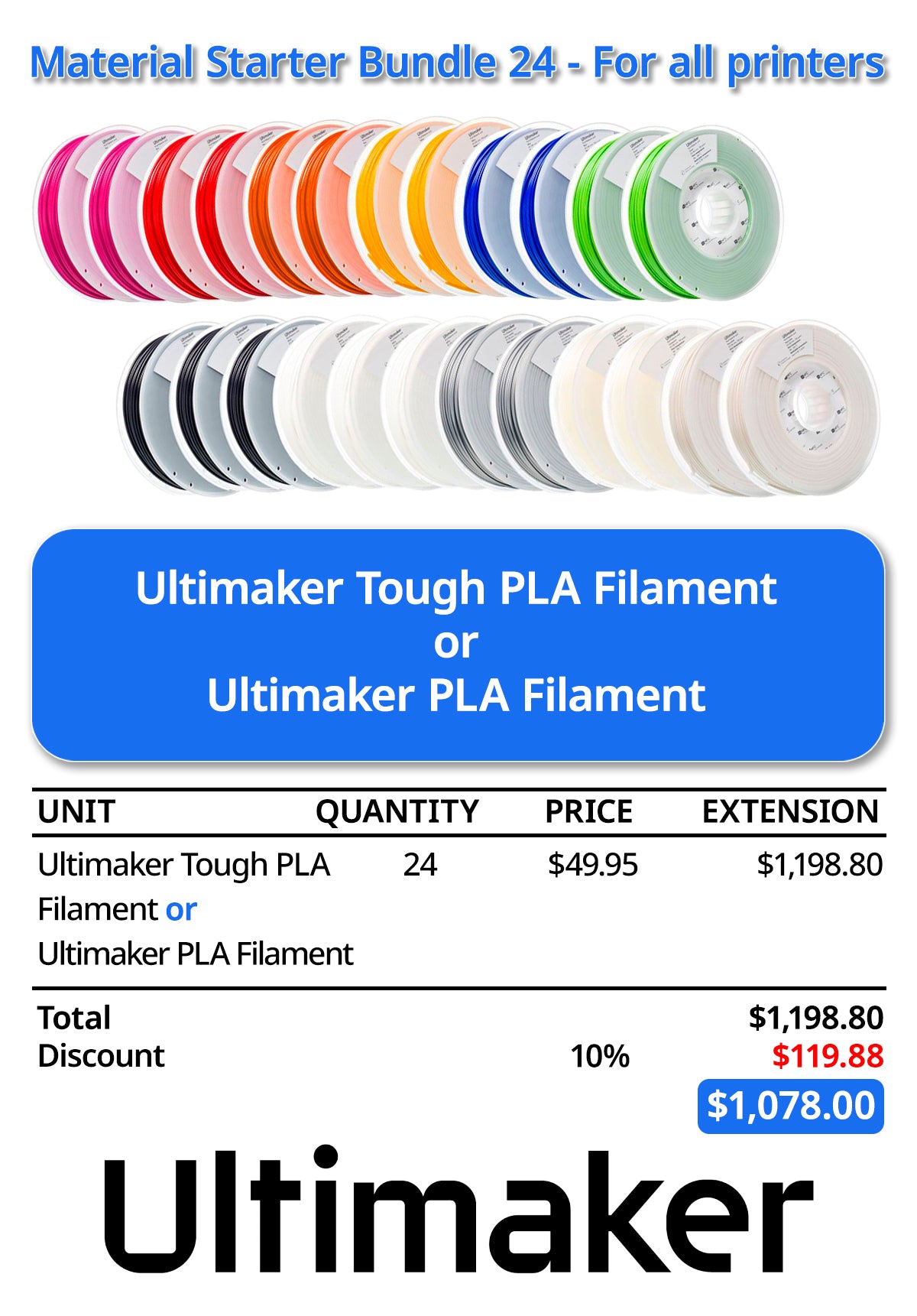 PRO Series PLA Filament 10 Pack - 2.85mm
