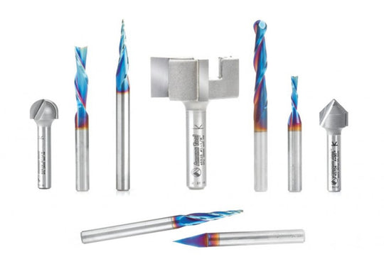 Axiom 9pc W/Spektra Coating CNC Bit Set by Amana Tool