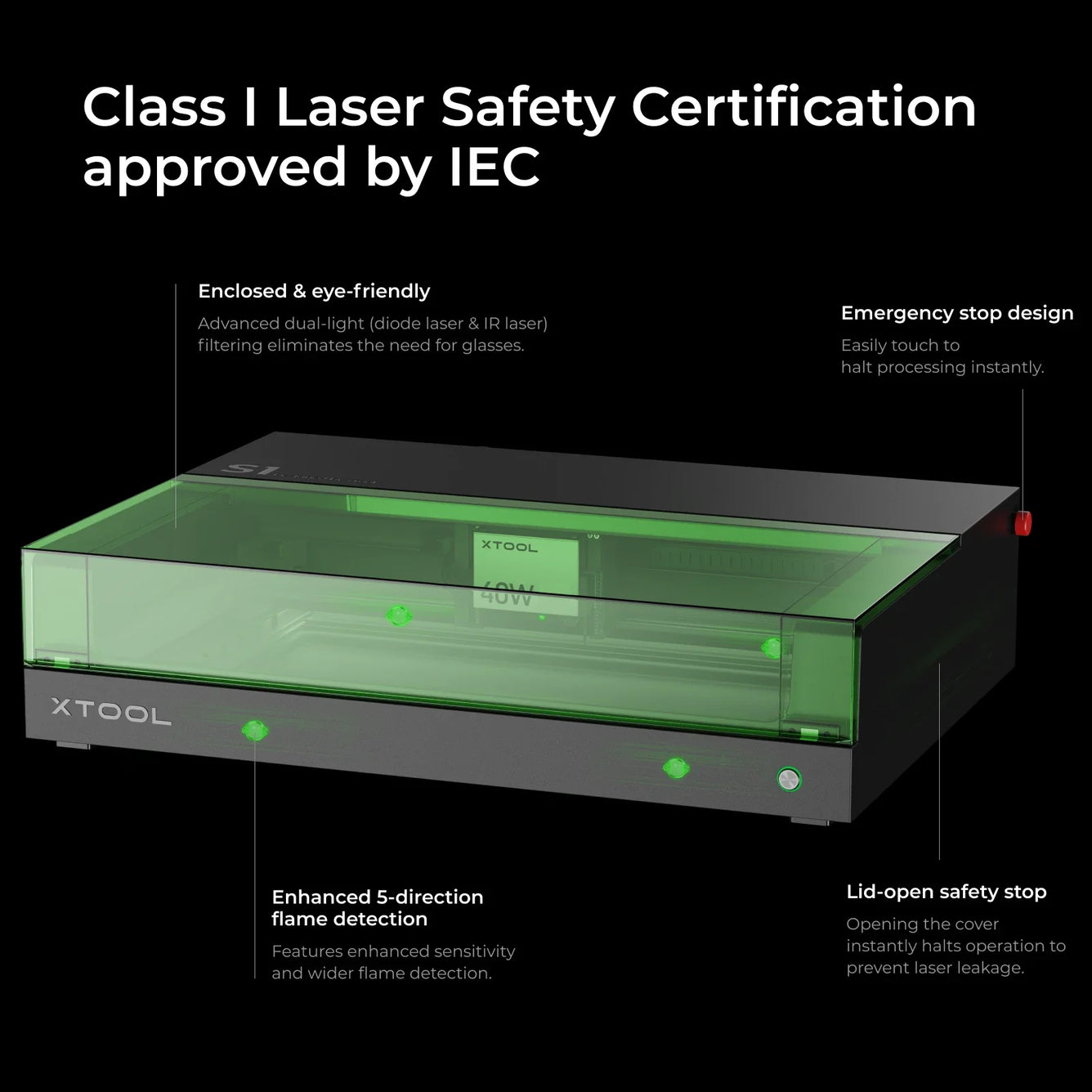 xTool S1 Laser Cutter & Engraver Machine Bundle w/ Rotary, Rail & Riser - 40W Diode Laser +
