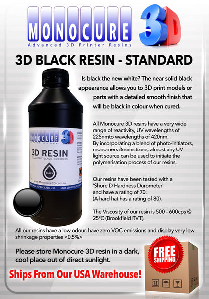Black - monocure standard 3D resin 1 liter - from monocure resin - Ultimate 3D Printing Store
