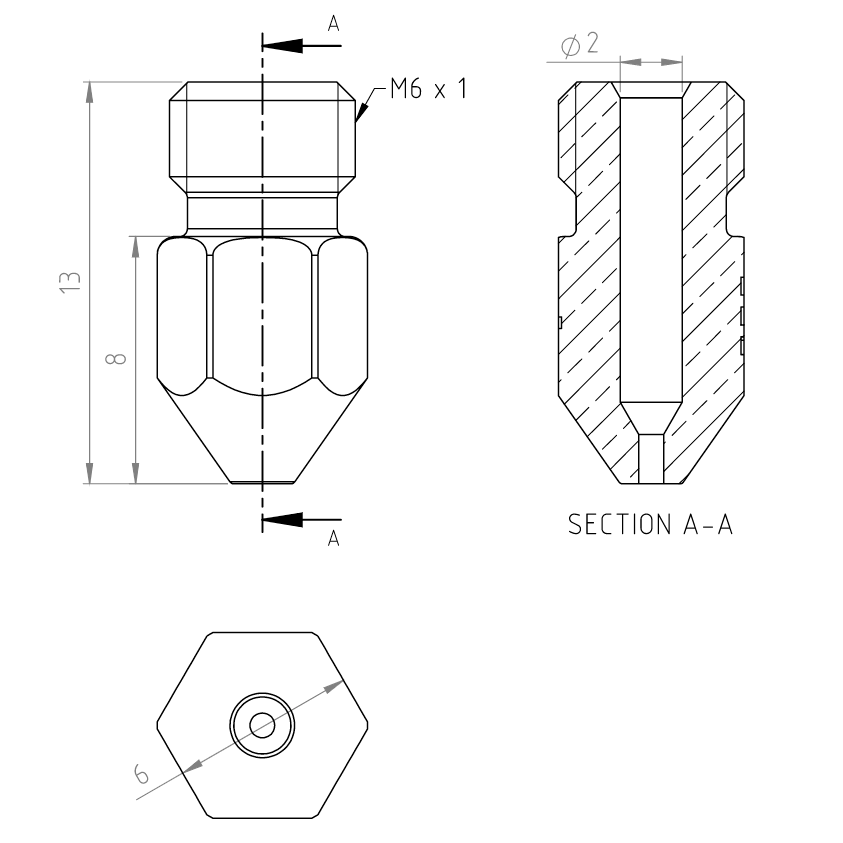 E3D MK8 Nozzle - Brass - 1.75mm x 0.25mm