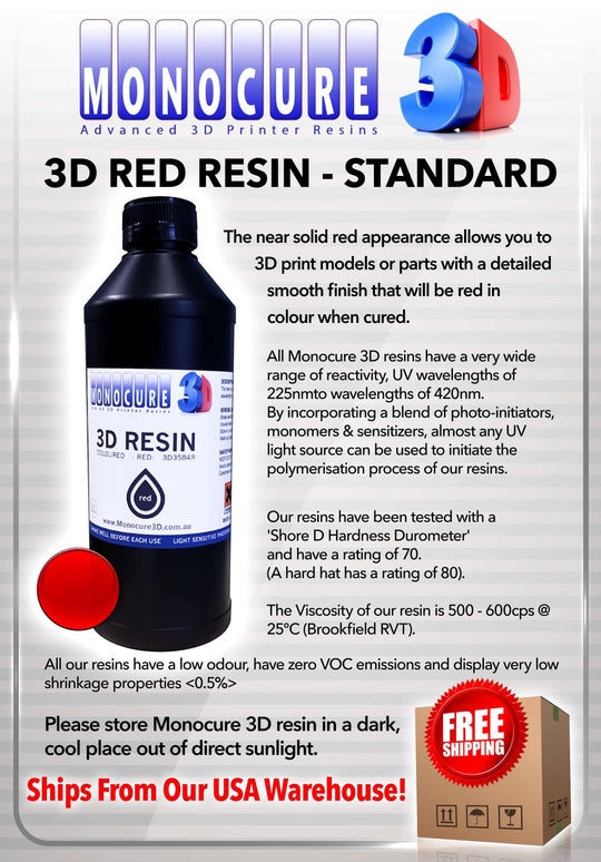 Monocure Standard 3D Resin Red 1 Liter