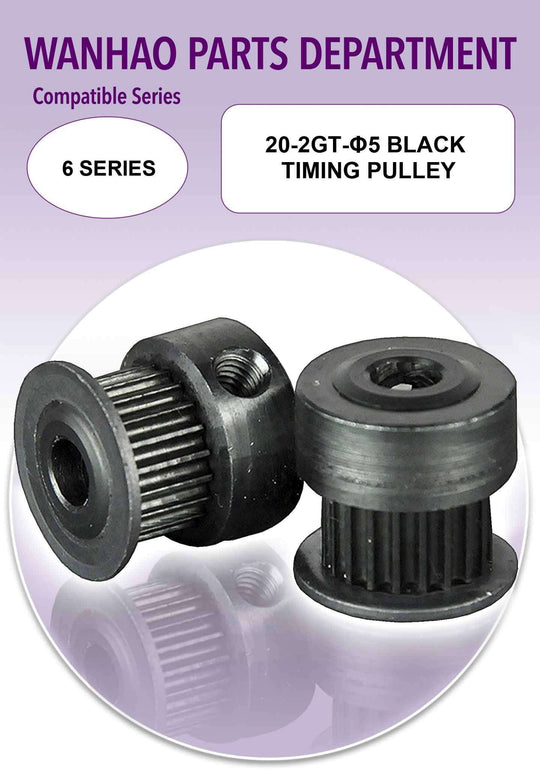Wanhao D6 - 20-2GT-5mm Black Timing Pulley