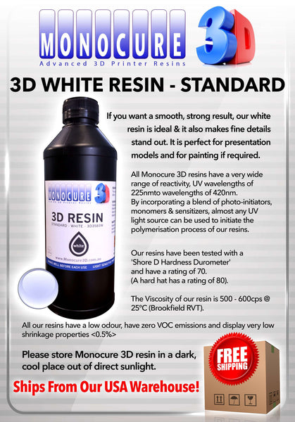 White - Monocure Standard 3D Resin 1 Liter - From Monocure Resin - Ultimate 3D Printing Store