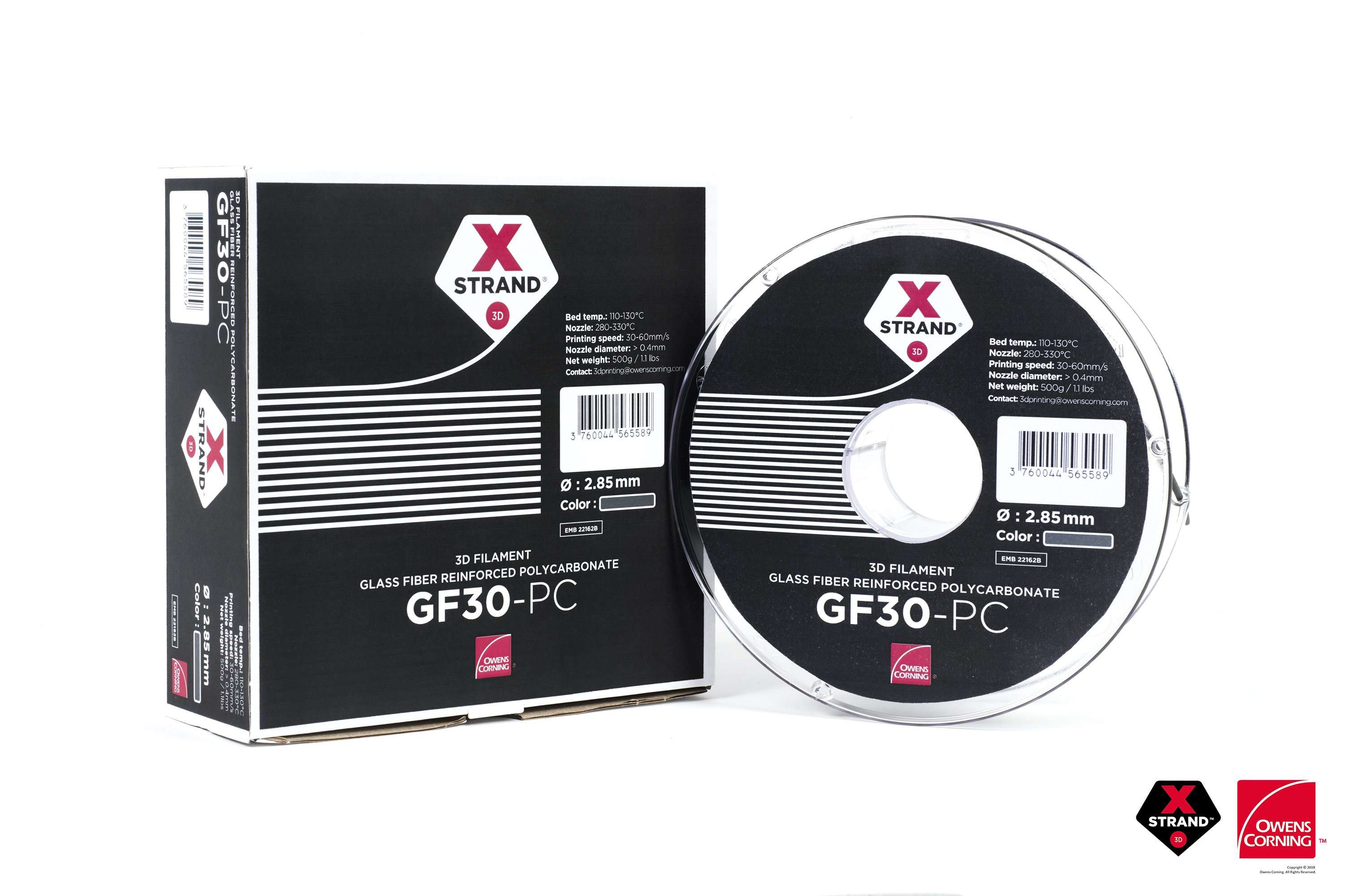XStrand™ GF30-PC - 1.75MM - 500G - Gray - Ultimate 3D Printing Store
