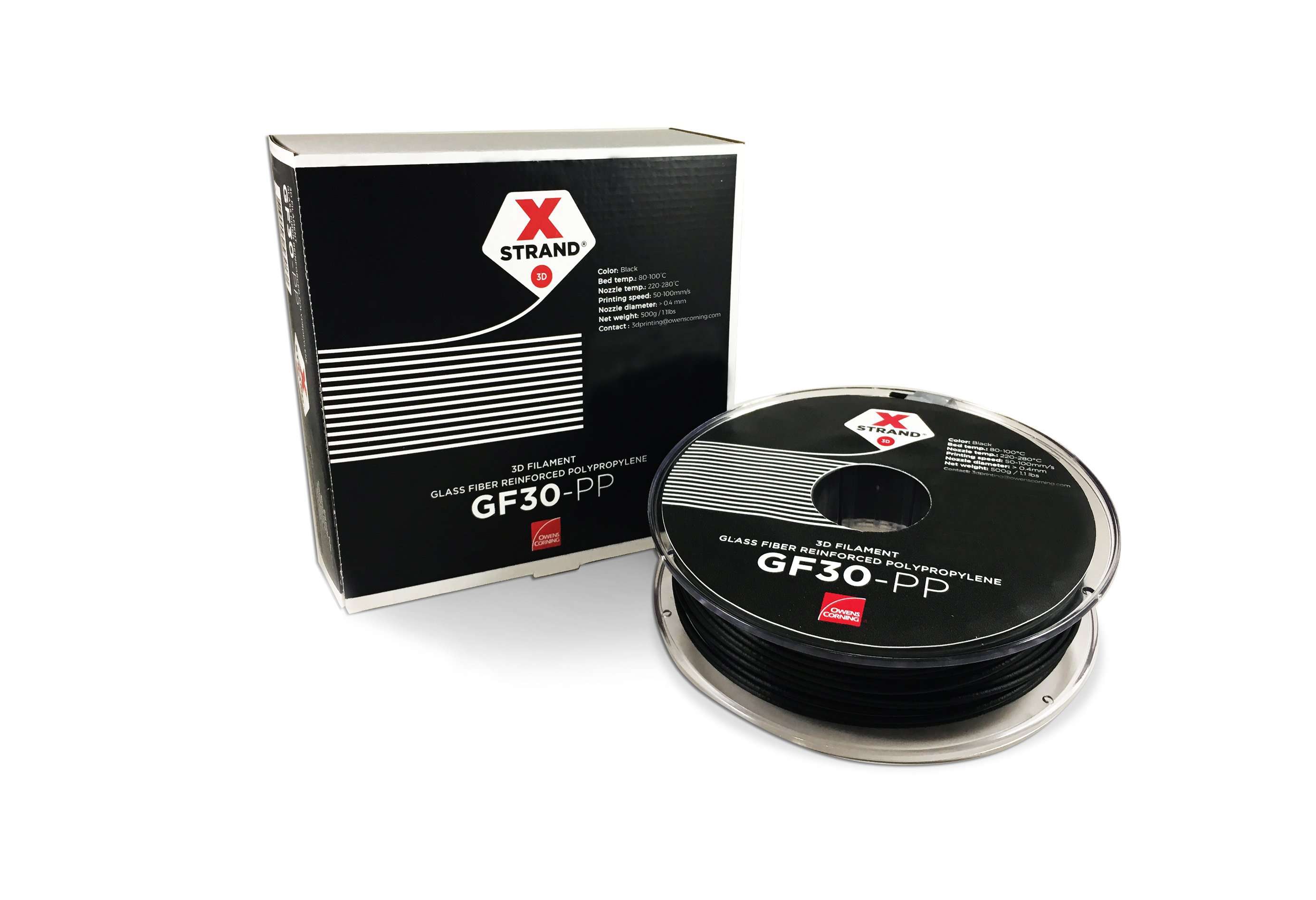 XStrand™ GF30-PP - 1.75MM - 2.2KG - Black - Ultimate 3D Printing Store